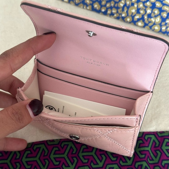New Tory Burch Willa glazed card case wallet rose pink - Picture 5 of 7